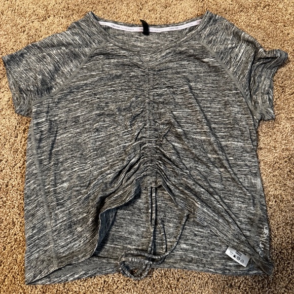 Calvin Klein Gray Ruched Short Sleeve Tee - Picture 1 of 5